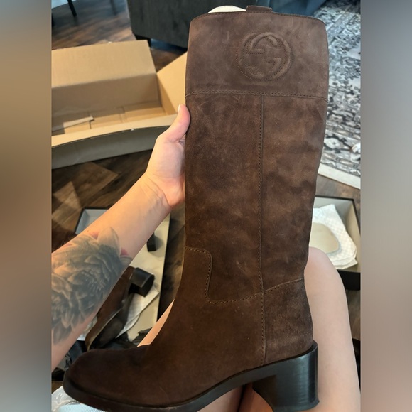Gucci Suede knee-High Riding Boots Women’s 9.5 - Picture 6 of 12